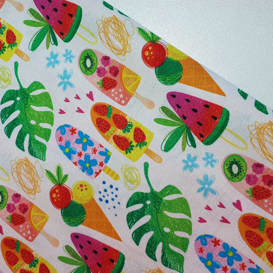 Fruity Lollies 100% Cotton fabric Sweets Fruits, Treats & Macarons 44” wide perfect for Quilting, Crafts, Kidswear