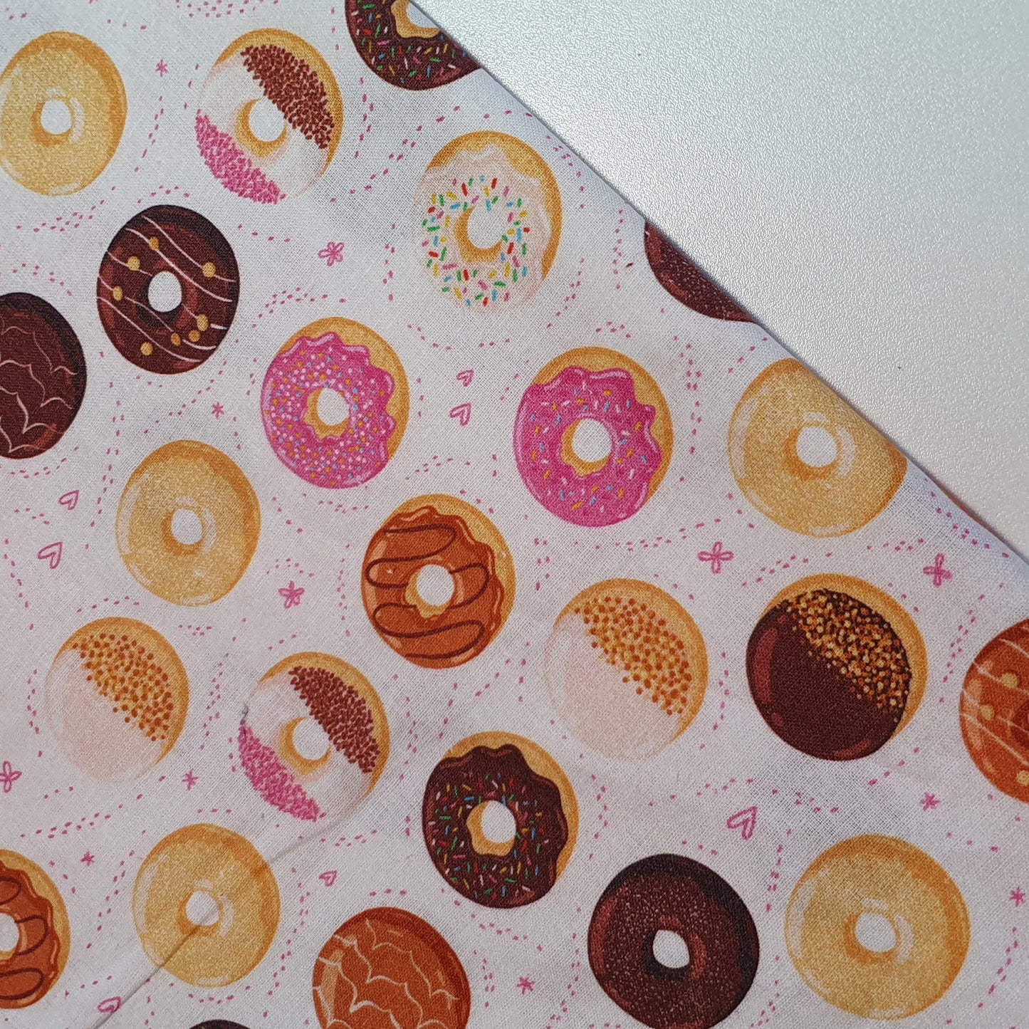 Deliciously Sweet 100% Cotton Fabric: Treats, Fruits & Macarons - 44” Wide for Quilting  (Donuts Love)