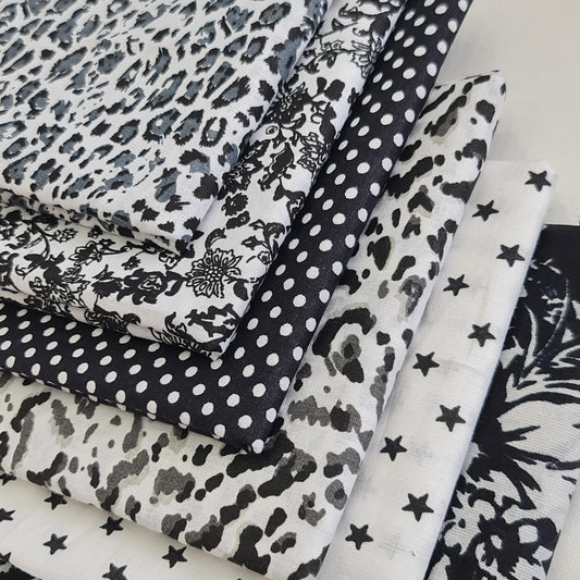 Viskose-Stoff mit indischem Boho-Druck, 6 Stück, Bündel, Fat Quarters, 50 x 50 cm, Quilting-Patchwork-Material