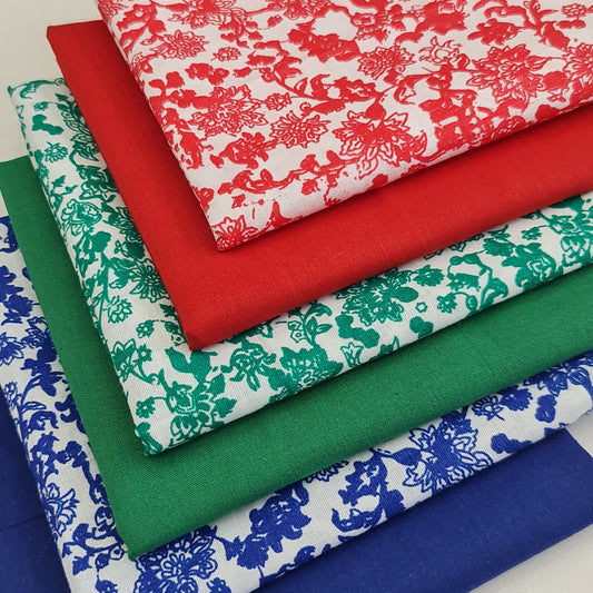 Viskose-Stoff mit indischem Boho-Druck, 6 Stück, Bündel, Fat Quarters, 50 x 50 cm, Quilting-Patchwork-Material