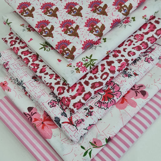 Viskose-Stoff mit indischem Boho-Druck, 6 Stück, Bündel, Fat Quarters, 50 x 50 cm, Quilting-Patchwork-Material