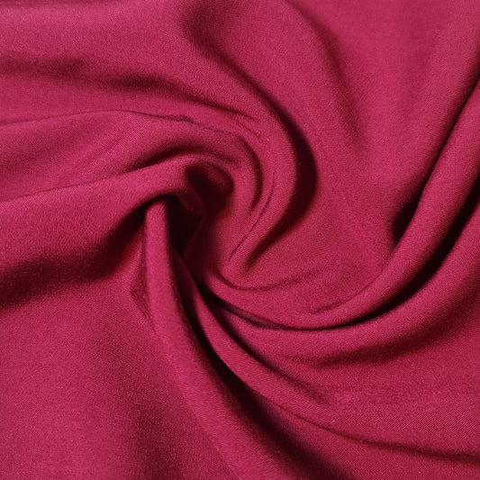 WINE PLAIN VISCOSE CHALLIS FABRIC SOFT NON STRETCH DRESS CRAFT MATERIAL 58" BY METER