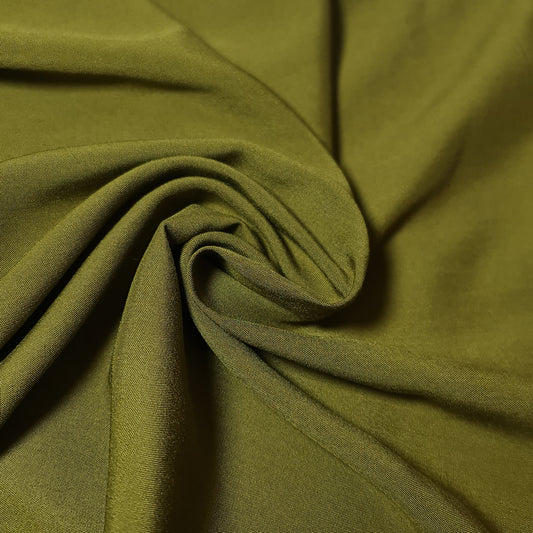 OLIVE PLAIN VISCOSE CHALLIS FABRIC SOFT NON STRETCH DRESS CRAFT MATERIAL 58" BY METER