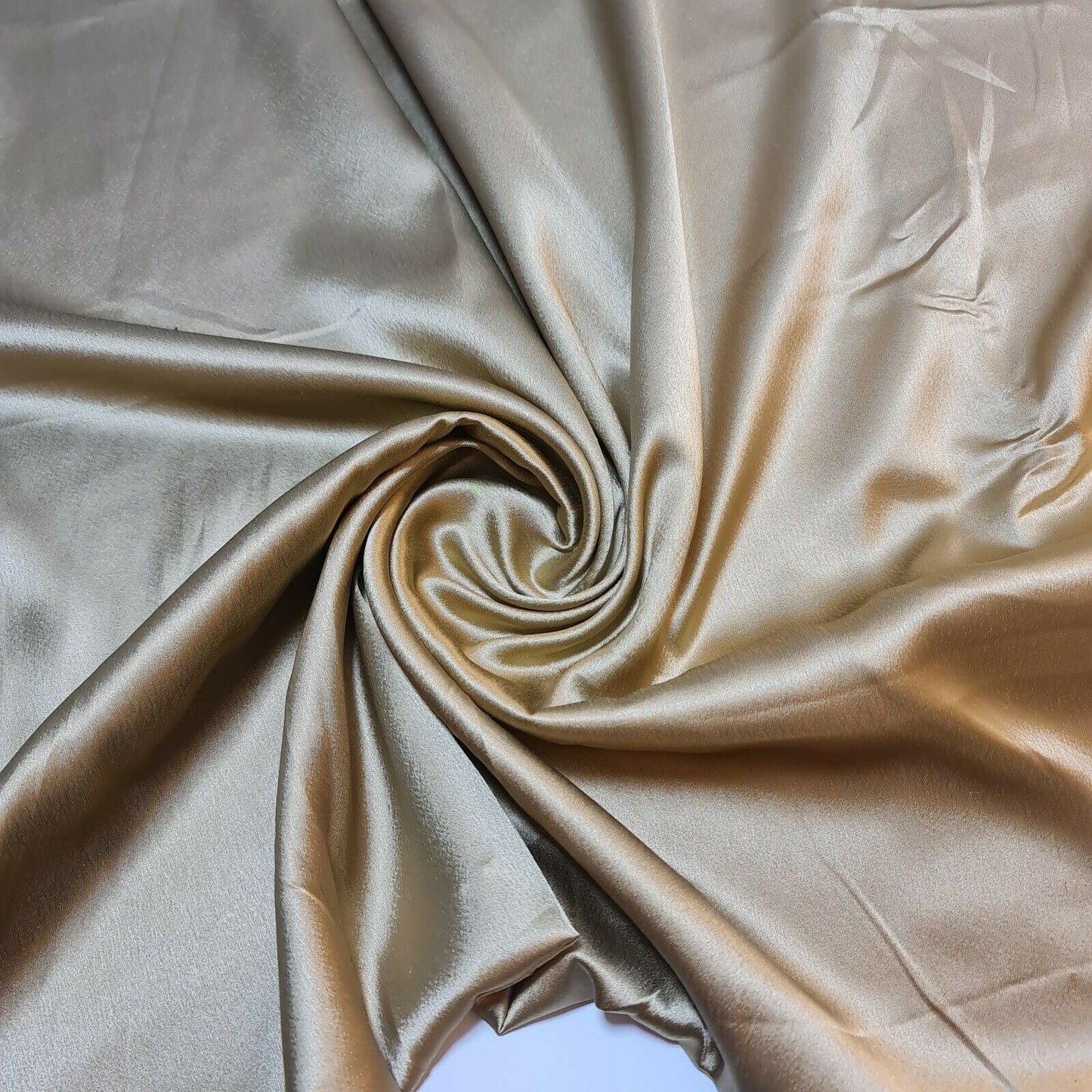 Antique Gold Satin Glossy Charmeuse Silky Material Bridal Dress Craft Wedding Event Decor Polyester Fabric 44" Wide ( 23 Meter Roll )