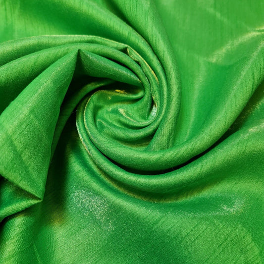 Bright Lime Green 100% Polyester Plain Faux Dupion Raw Silk Satin Finish Dressmaking Fabric 44" BY Meter