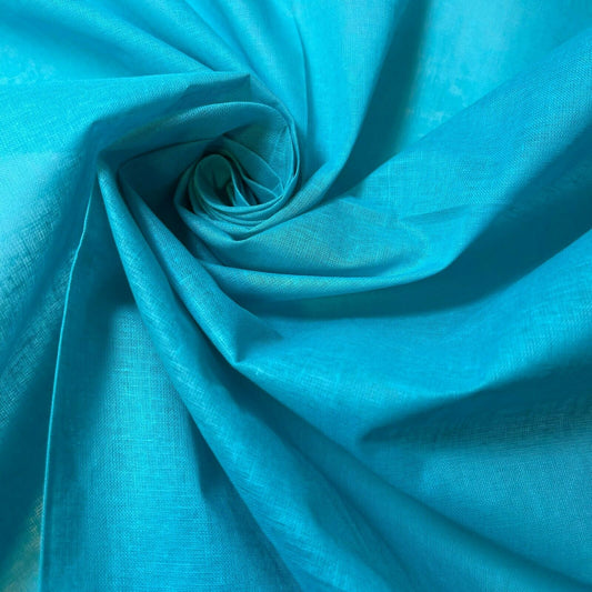 Aqua 100% Cotton Muslin Fabric Sheer Gauze Plain Weave 44” Wide Dress Lining, Crafts Costume Material By The Meter