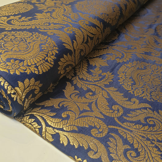 Ornamentaler Paisley Gold Metallic Druck Indischer Banarasi Brokat Stoff Meterware