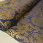 Navy Banarasi Brocade Fabric with Gold Floral Zari Work Dress Craft Costume Upholstery Material 44" By The Meter