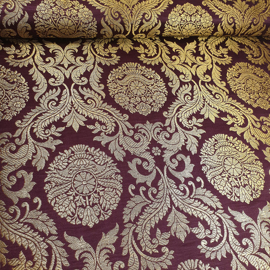 Ornamentaler Paisley Gold Metallic Druck Indischer Banarasi Brokat Stoff Meterware
