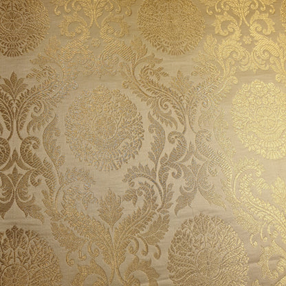 Ornamentaler Paisley Gold Metallic Druck Indischer Banarasi Brokat Stoff Meterware