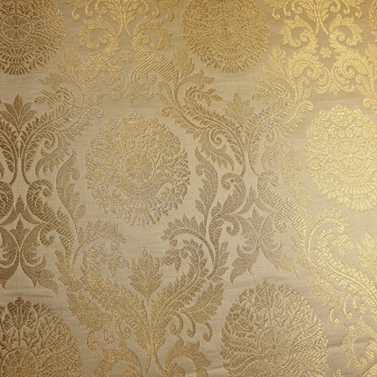 Ornamentaler Paisley Gold Metallic Druck Indischer Banarasi Brokat Stoff Meterware