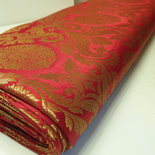 Ornamentaler Paisley Gold Metallic Druck Indischer Banarasi Brokat Stoff Meterware