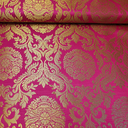 Ornamentaler Paisley Gold Metallic Druck Indischer Banarasi Brokat Stoff Meterware