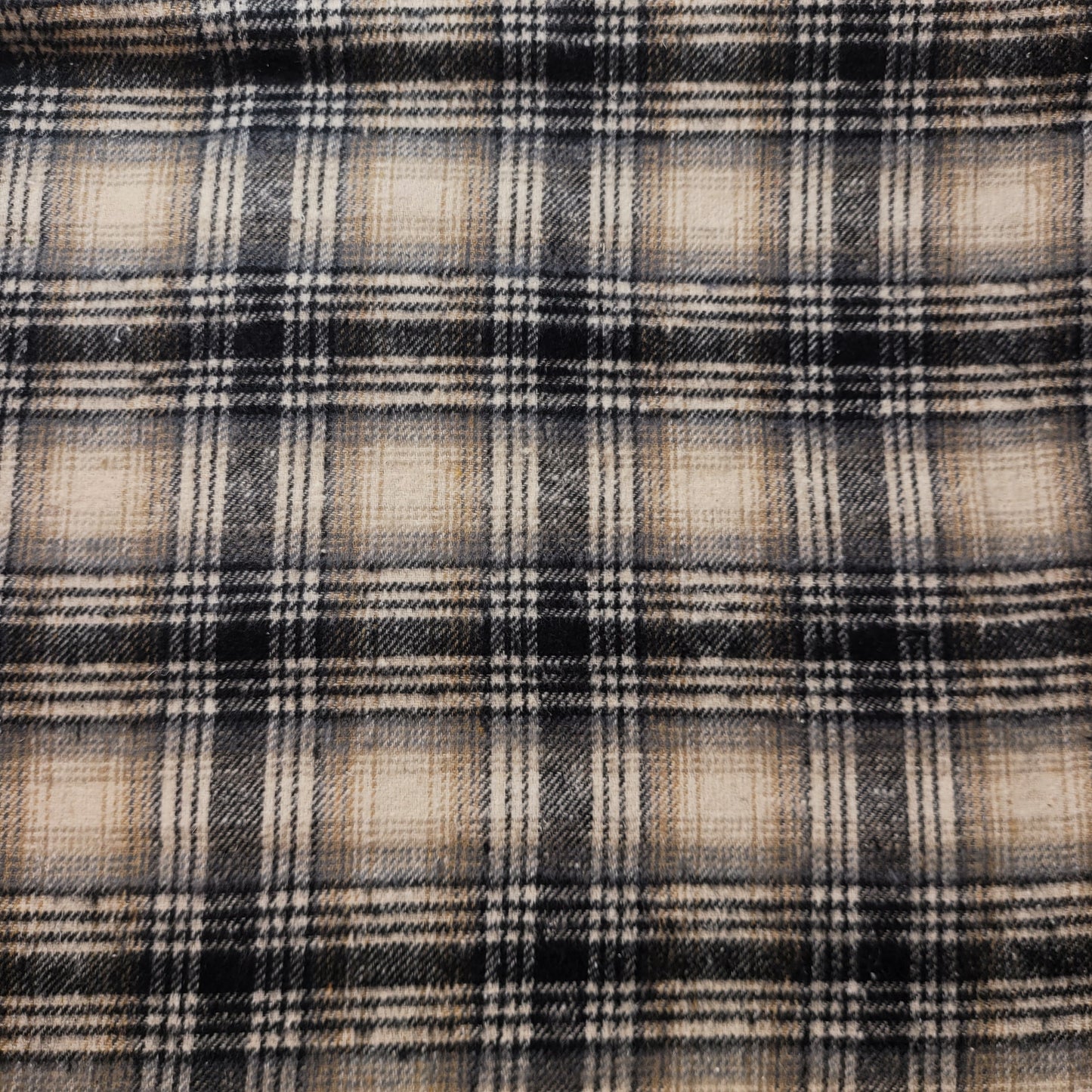 Elegant 100% Brushed Cotton Flannel: Tartan Winceyette Craft Dress Material - 58” Wide (Beige Belted Check)