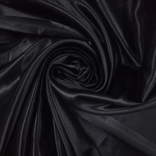 Black Plain Silky Satin Fabric Dress Craft Wedding Costume Lining Material 58" -By The Meter