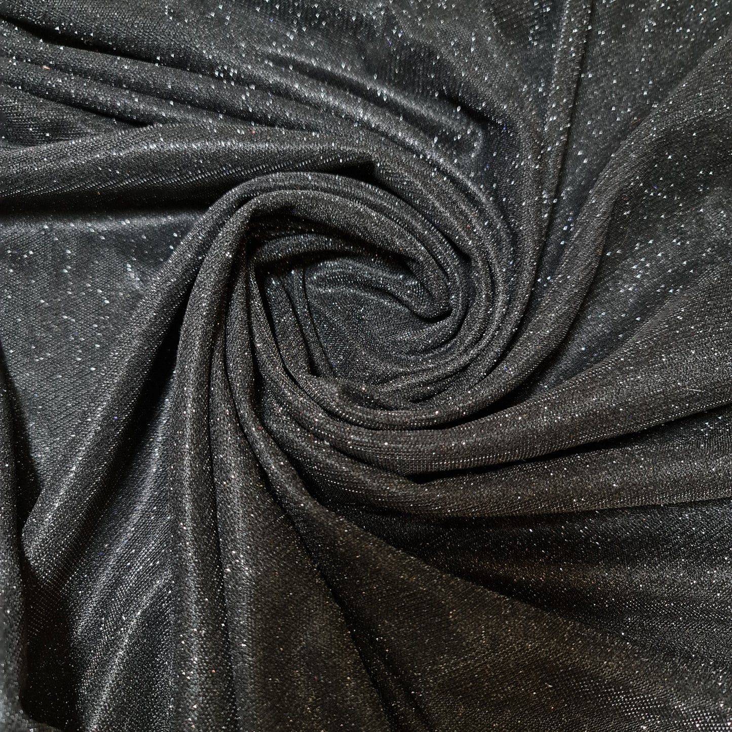 Black Shimmer Moonlight Shiny Stretch Glitter Nylon Backdrop Stardust Fabric 58" By The Meter