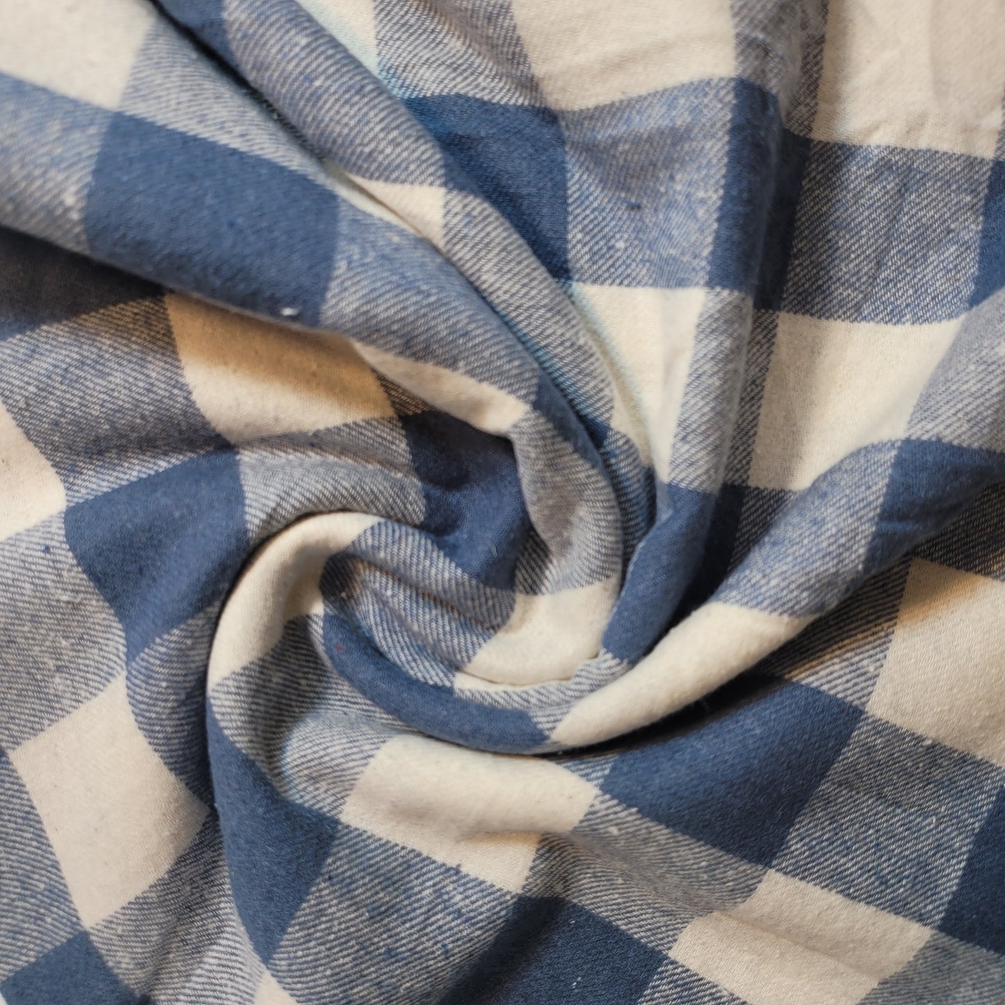 Elegant 100% Brushed Cotton Flannel: Tartan Winceyette Craft Dress Material - 58” Wide (Blue Cream Alec Tartan)