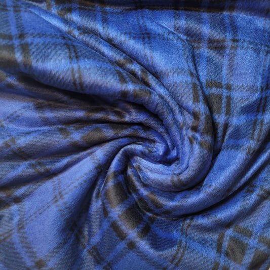 Elegant 100% Brushed Cotton Flannel: Tartan Winceyette Craft Dress Material - 58” Wide (Blue Harris)