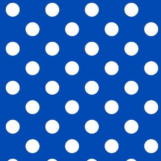 Blue Polka Dot PVC Vinyl Tablecloth Fabric – 58" Wide, Waterproof, Easy-Clean Party / Event Material By The Meter