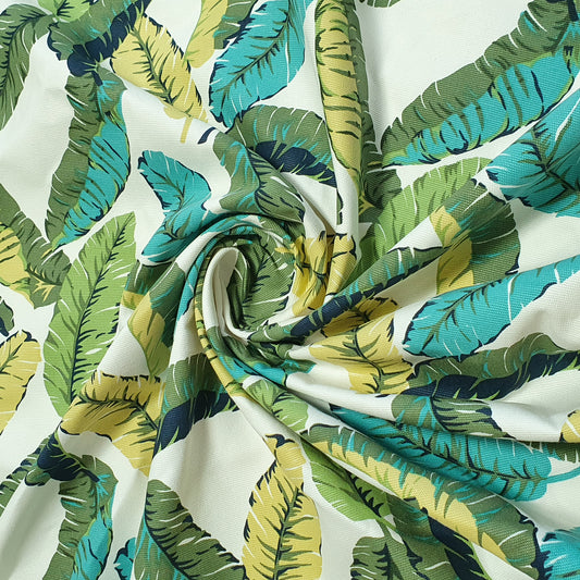 Luxuriöser, eleganter, lebendiger Canvas-Stoff aus 100 % Baumwolle mit floralem Polka-Muster, 147,3 cm breit, perfekt für Kinderprojekte und Bastelarbeiten (Botanische Blätter)