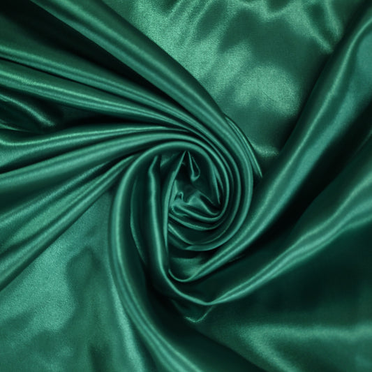 Bottle Green Plain Silky Satin Fabric Dress Craft Wedding Costume Lining Material 58" -By The Meter