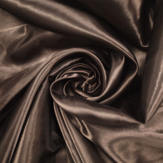 Brown Plain Silky Satin Fabric Dress Craft Wedding Costume Lining Material 58" -By The Meter