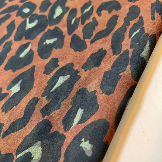 Brown Leopard Crepe Chiffon Material Soft Sheer Dress Drape Craft Fabric 44" By Meter