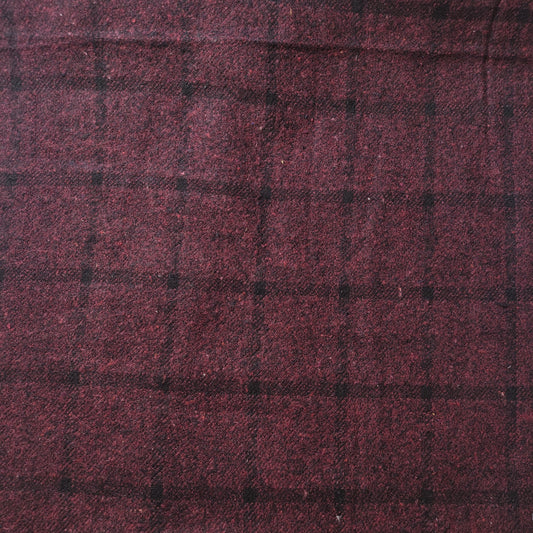 Elegant 100% Brushed Cotton Flannel: Tartan Winceyette Craft Dress Material - 58” Wide (Burgundy Tweed Check)