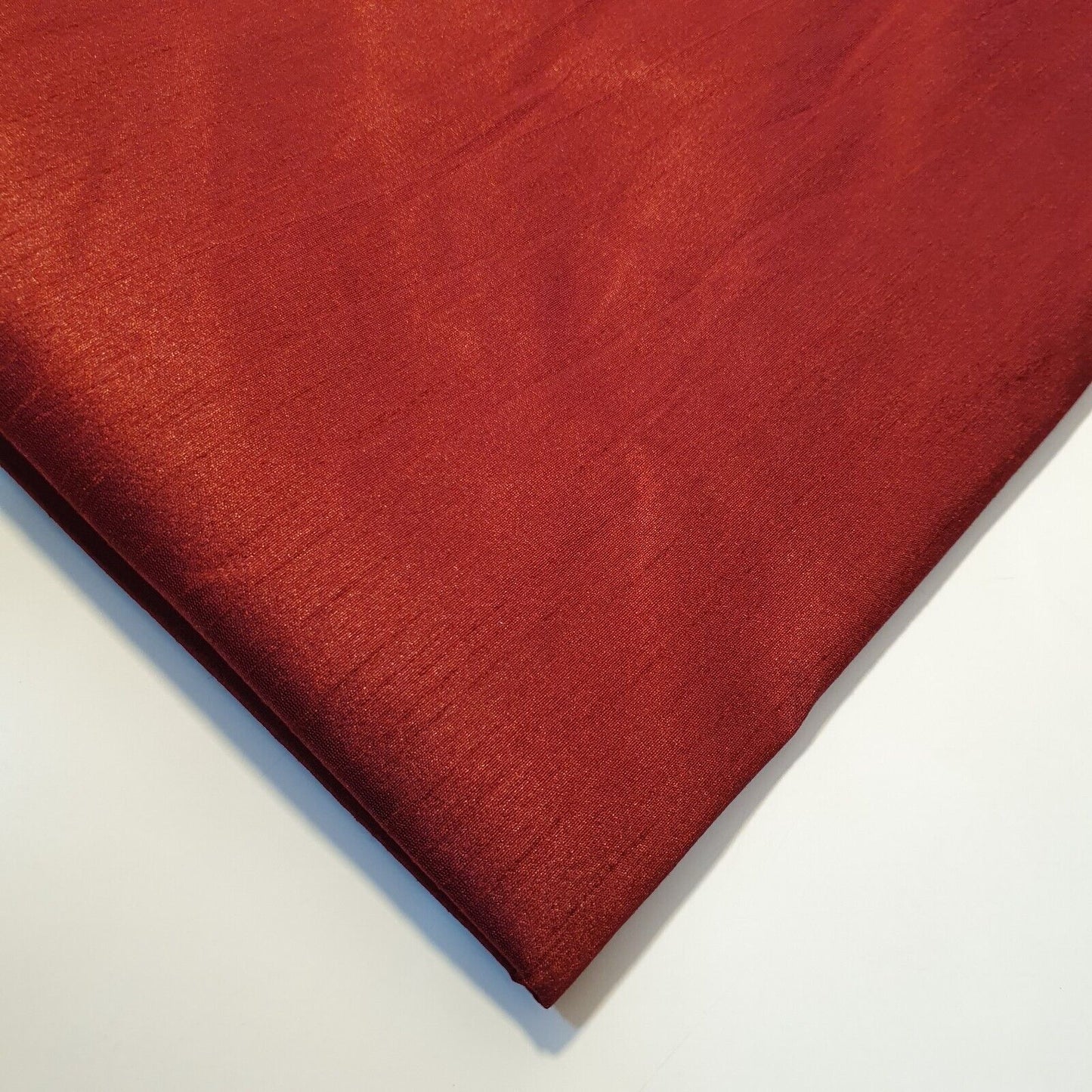 Burnt Orange Plain Raw Silk Faux Dupion 100% Polyester Upholstery Fabric Bridal Material 44" By The Meter