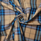 Beige Blue 100% Cotton Tartan Check Plaid / Stripe Dress Fabric Craft Quilting Material 58"