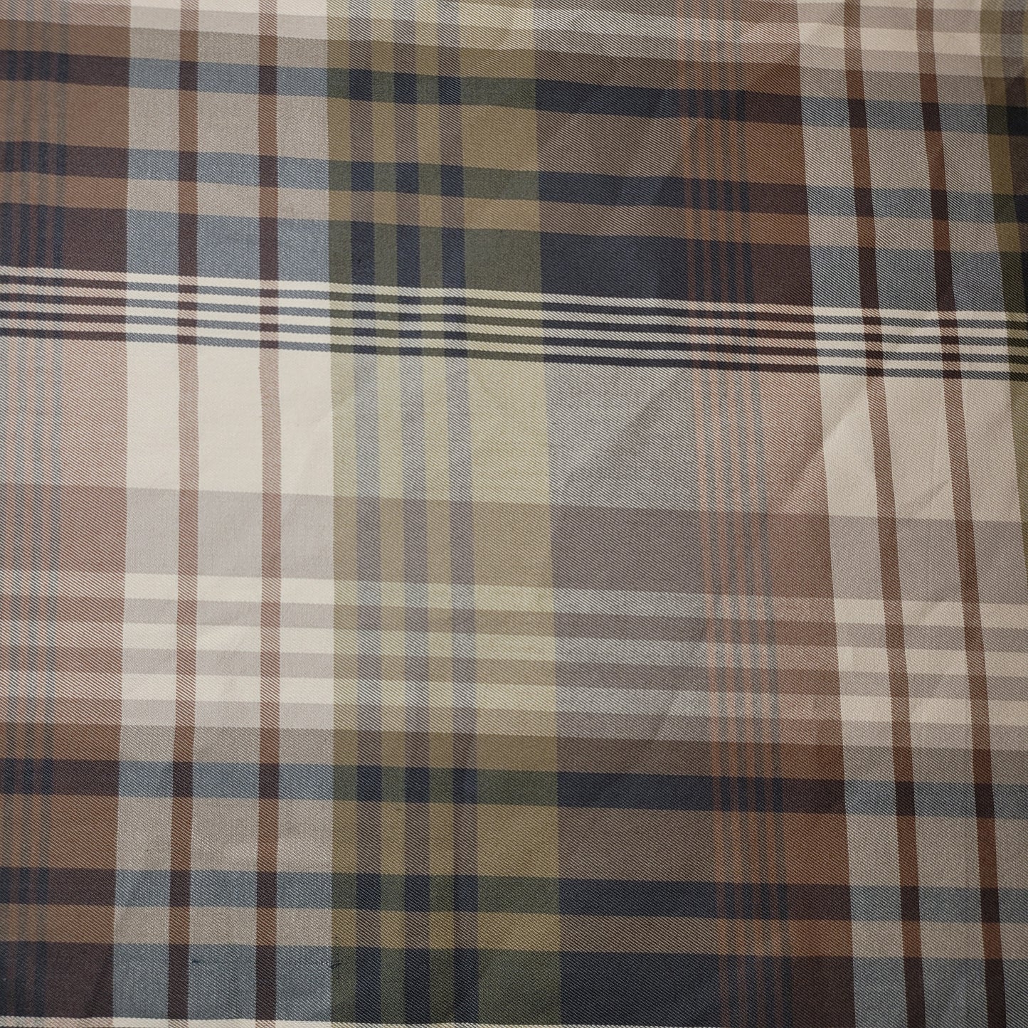 * Clearance * Geometric Stripes & Tartan Chenille Tapestry-Inspired Medium to Heavyweight Curtain & Upholstery Fabrics – 58" Wide",  Sold by the Meter (Beige Brown Tartan)