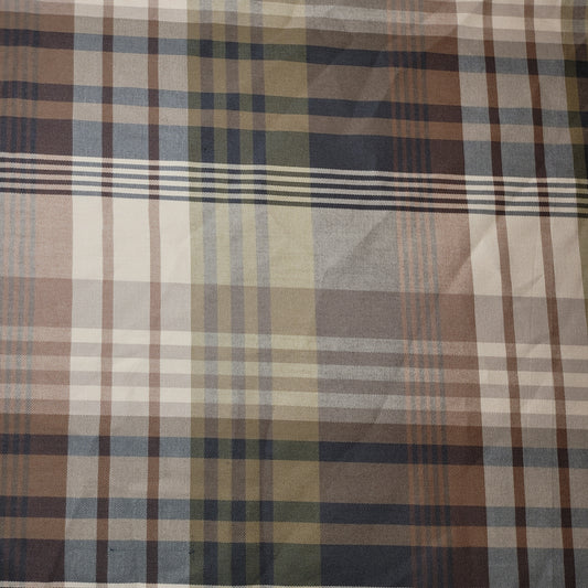 Beige Brown Tartan Check Polyester Medium Weight Material Curtain & Upholstery Fabrics – 58" Wide" Sold by Meter
