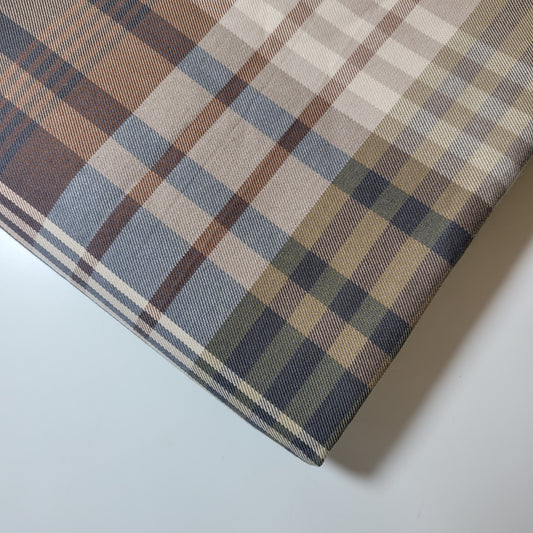 Beige Brown Tartan Check Polyester Medium Weight Material Curtain & Upholstery Fabrics – 58" Wide" Sold by Meter