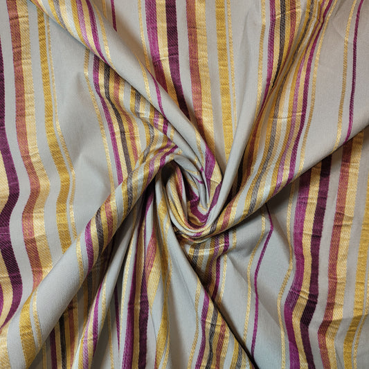 Beige Cameo Stripe Jacquard Fabric Medium Weight Curtain Soft Furnishing Fabric 58" By Meter