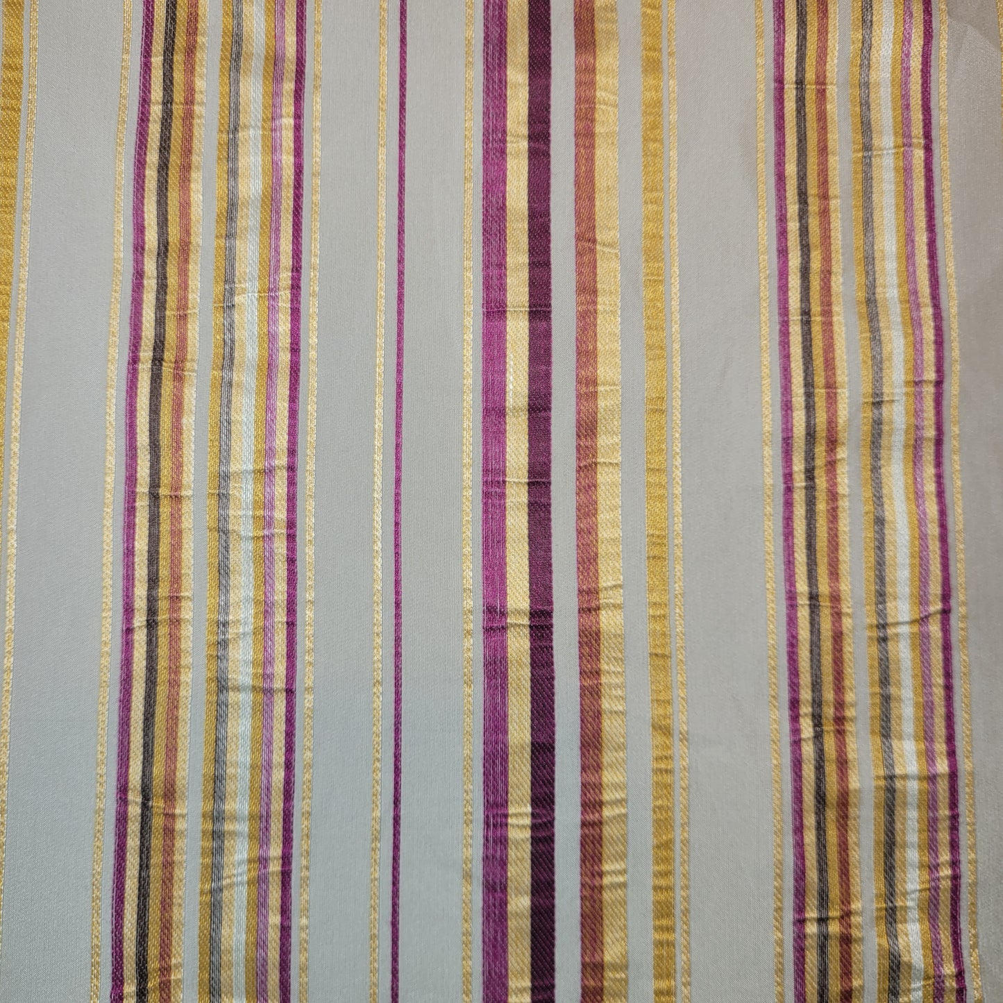 * Clearance * Geometric Stripes & Tartan Chenille Tapestry-Inspired Medium to Heavyweight Curtain & Upholstery Fabrics – 58" Wide",  Sold by the Meter (Beige Cameo Stripe)