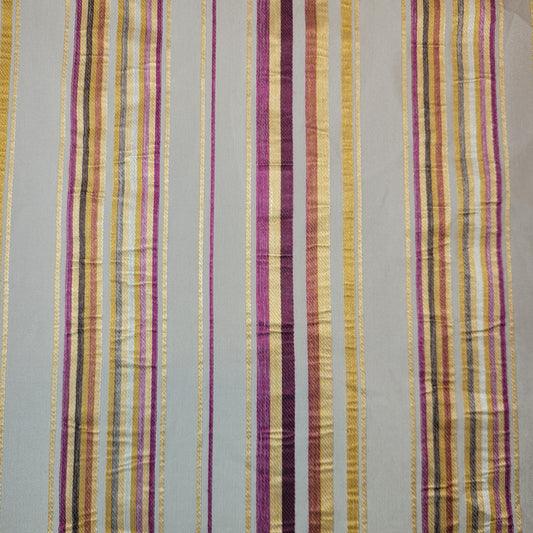 * Clearance * Geometric Stripes & Tartan Chenille Tapestry-Inspired Medium to Heavyweight Curtain & Upholstery Fabrics – 58" Wide",  Sold by the Meter (Beige Cameo Stripe)