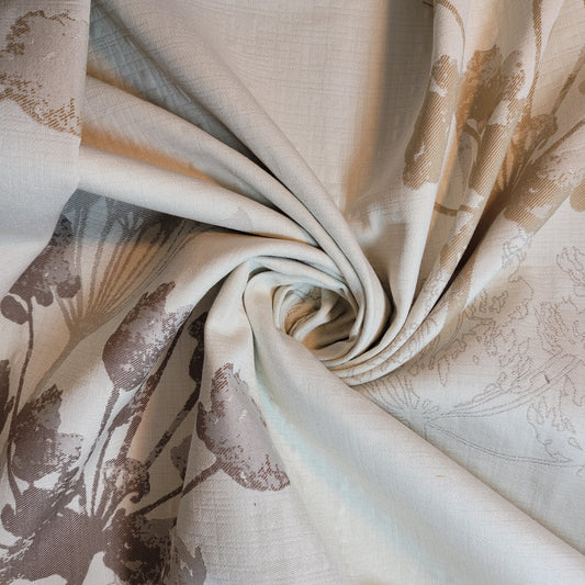 Beige Forest Tree Linen Look Fabric Curtain Soft Furnishing Material 58" By The Meter