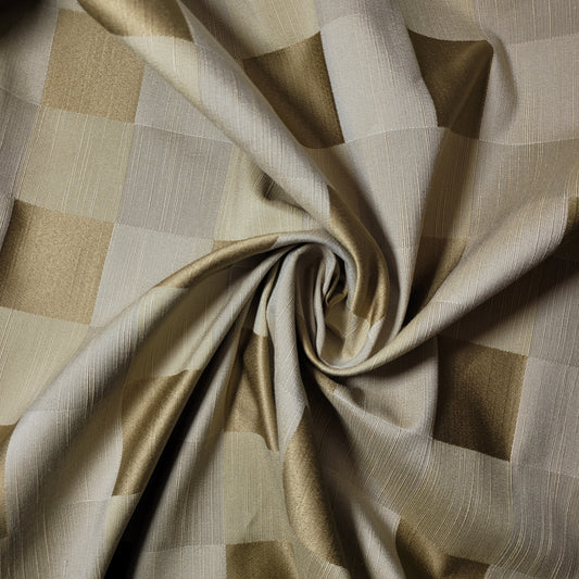 Beige Gold Buffalo Check Polyester Medium Weight Material Curtain & Upholstery Fabrics – 58" Wide" Sold by the