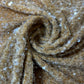 Beige Gold Sequin Velvet Embroidery Stretch Material Velour Craft Drape Dress Fabric 58" Wide By The Meter