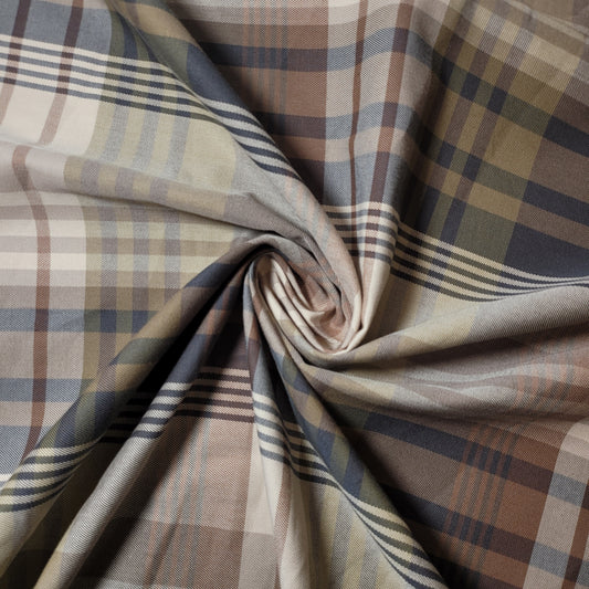 Beige Tartan Check Polyester Medium Weight Material Curtain & Upholstery Fabrics – 58" Wide" Sold by Meter