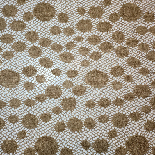 Beige Spot Stretch Floral Bridal Lace Fabric Polyester Mesh Elastane Blend Dress Material 58" By The Meter