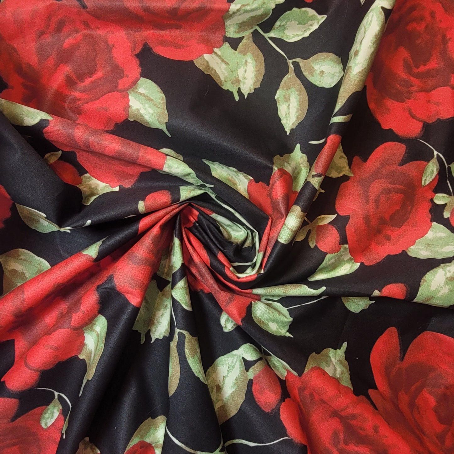 Black Roses 100% Cotton Organic Craft Dress Quilting Fabric 44" By The Meter