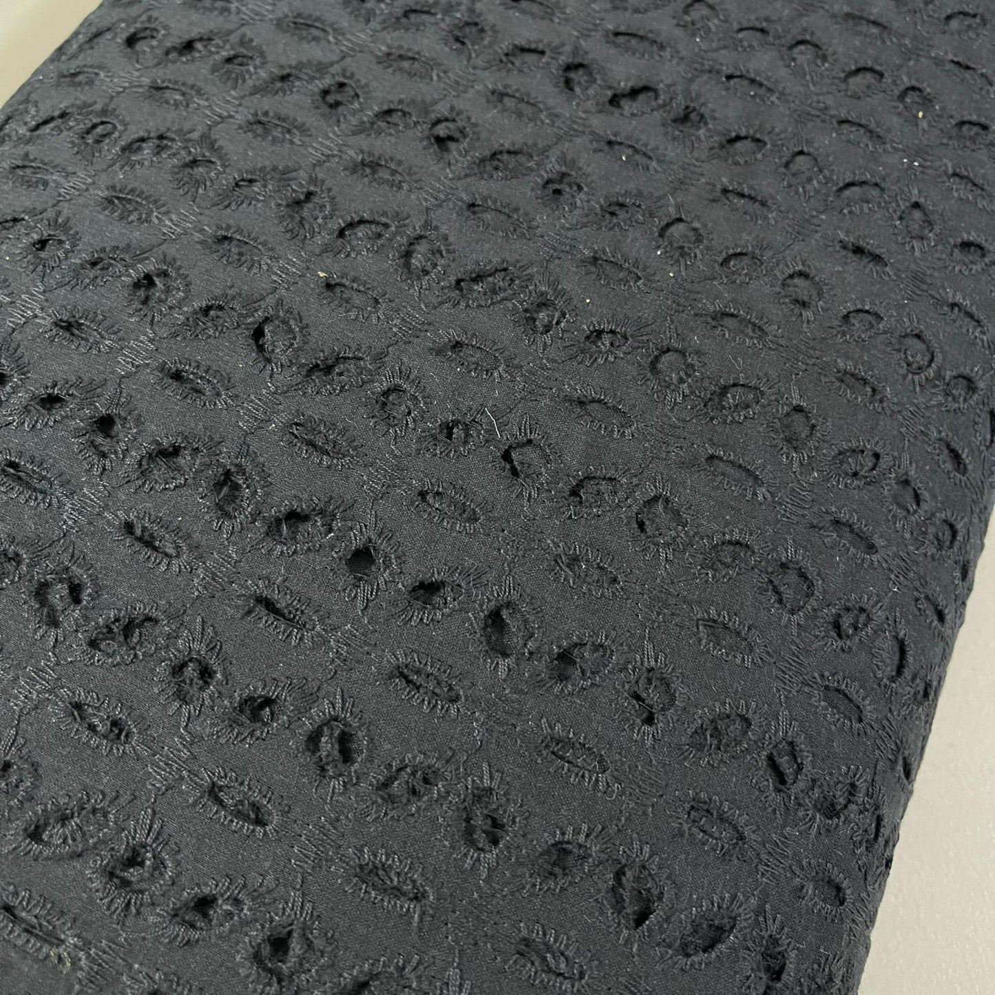 Black Cotton Broderie Anglaise Eyelet Fabric Dress Craft Costume Material 44" By The Meter