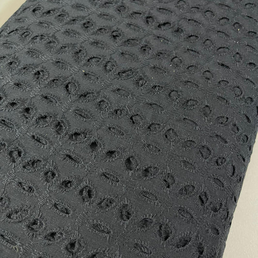 Black Cotton Broderie Anglaise Eyelet Fabric Dress Craft Costume Material 44" By The Meter