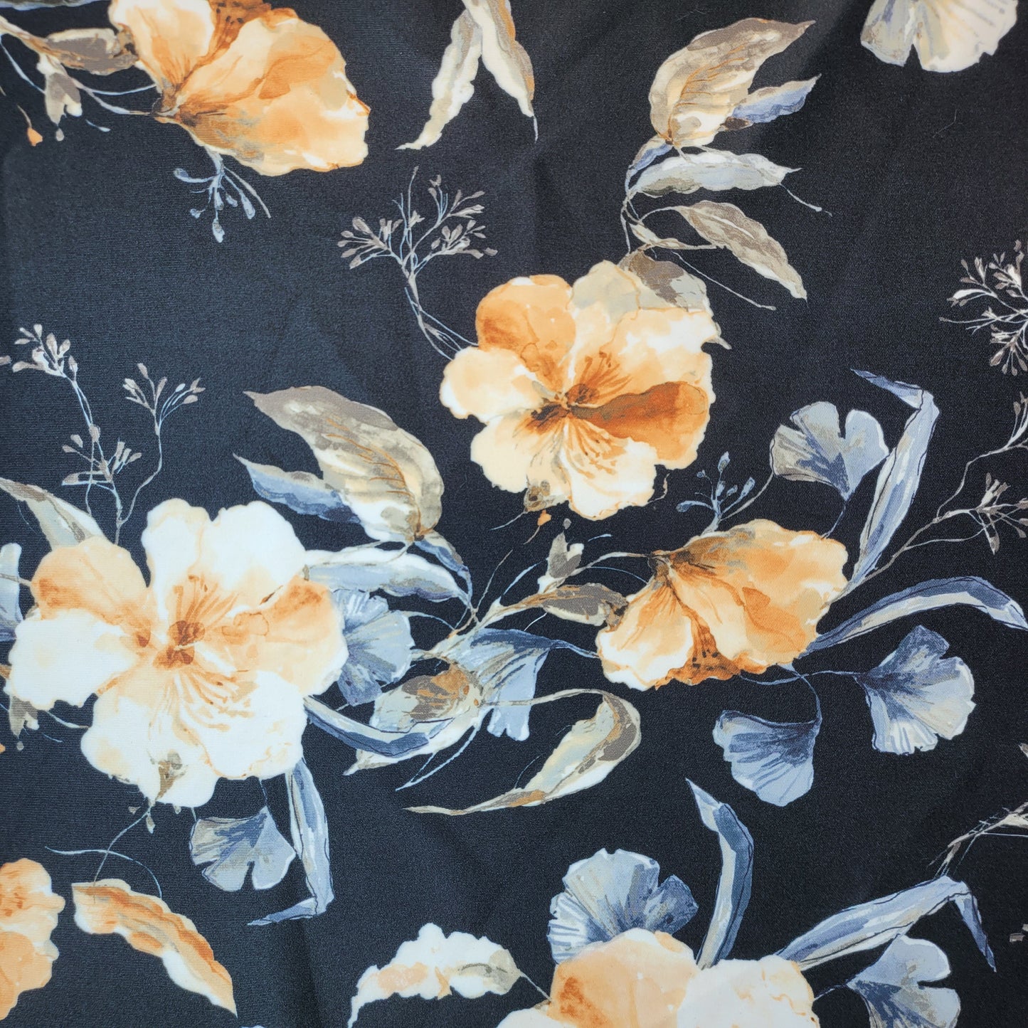 Black Floral Jersey Dress Craft Costume Material 58" By The Meter