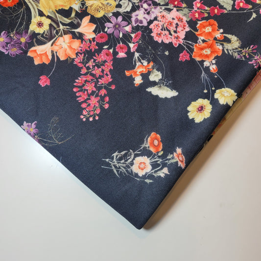 Black Floral Jersey Dress Craft Costume Material 58" By The Meter
