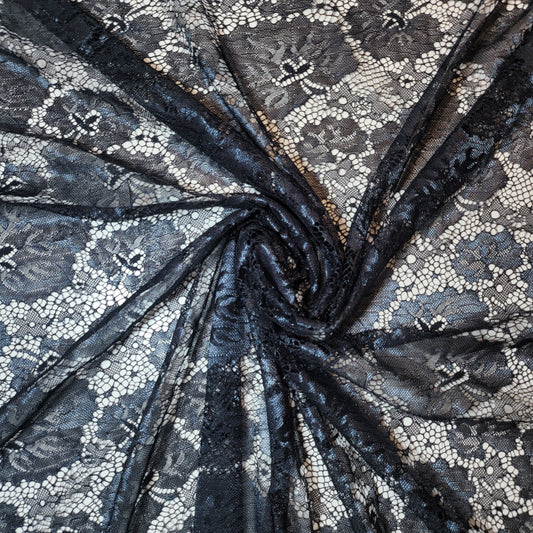 Black Grey Budget Floral Lace Fabric Designer Dress Craft Material 58" By Meter