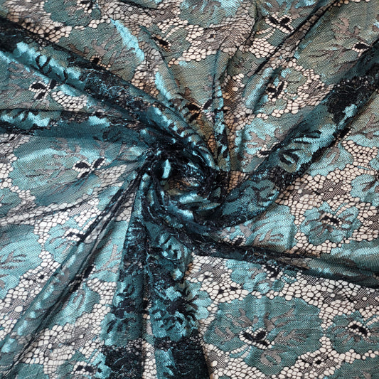 Black Jade Budget Floral Lace Fabric Designer Dress Craft Material 58" By Meter