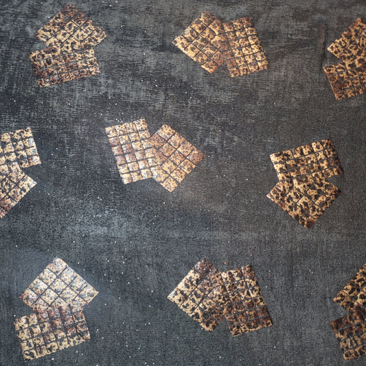 Black Leopard Foil Polyester Mesh Elastane Blend Dress Material 58" By The Meter