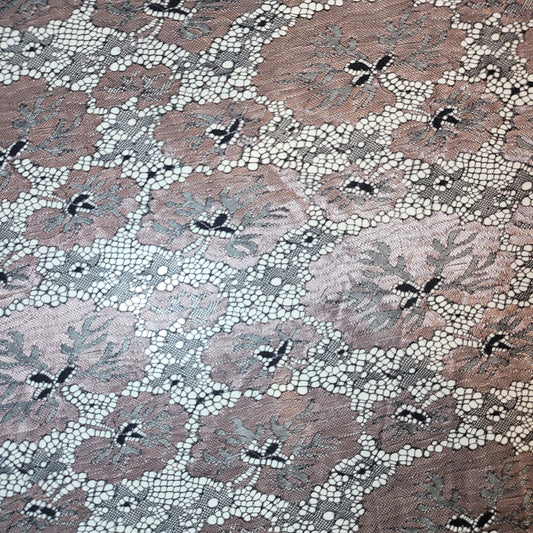 Black Mauve Budget Floral Lace Fabric Designer Dress Craft Material 58" By The Meter